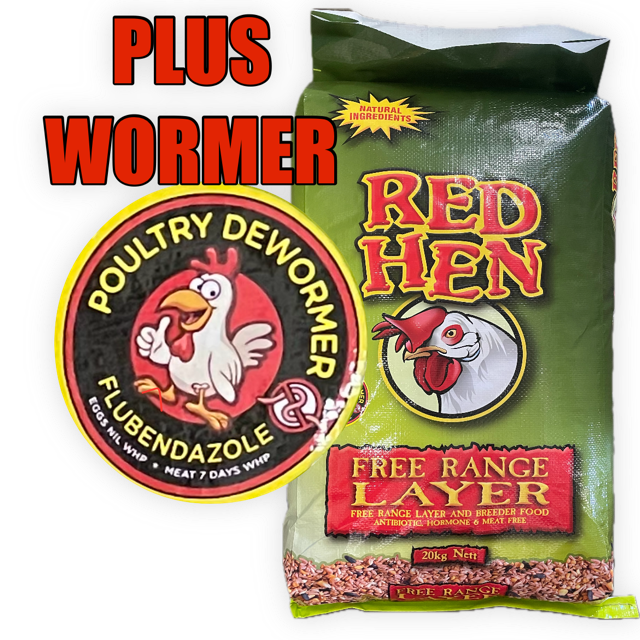 RED HEN FREE RANGE LAYER + WORMER 20KG – Rochedale Produce